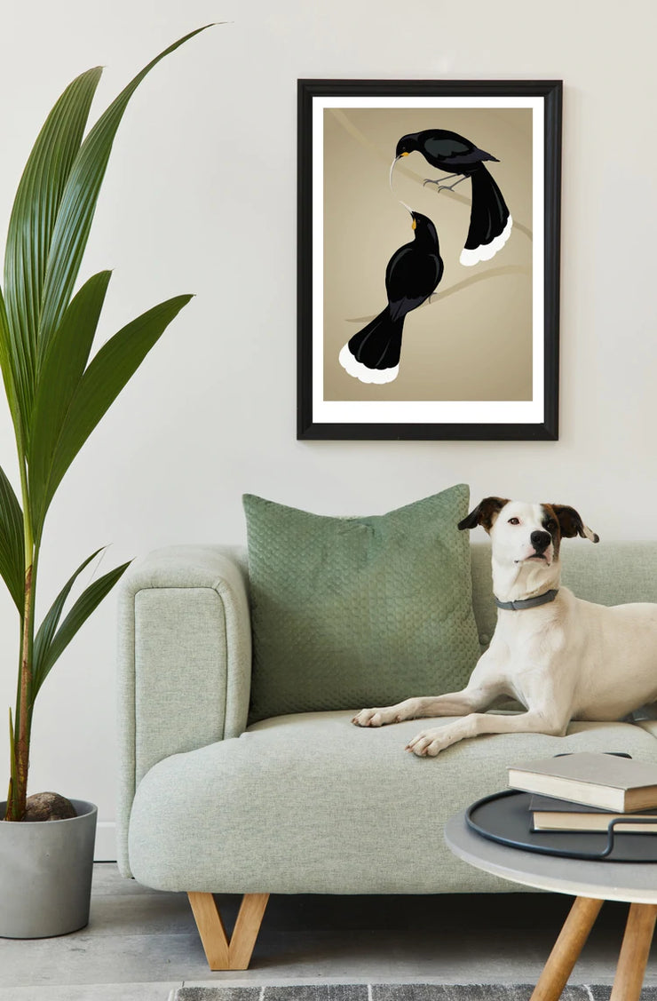 Wildlife Print - Framed Huia Pair